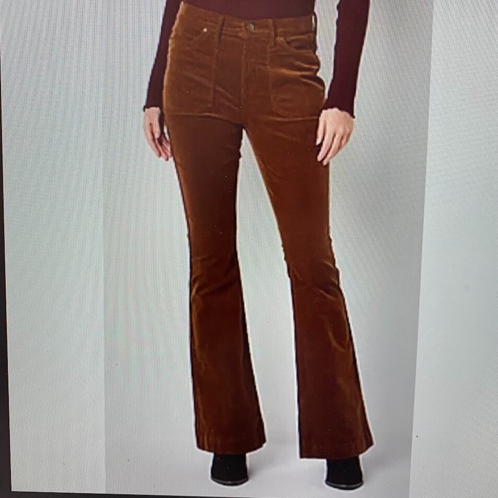 a.n.a Womens High Rise Flare Corduroy Pant Kona‎ Brown Size 14 Flat Front Nwt